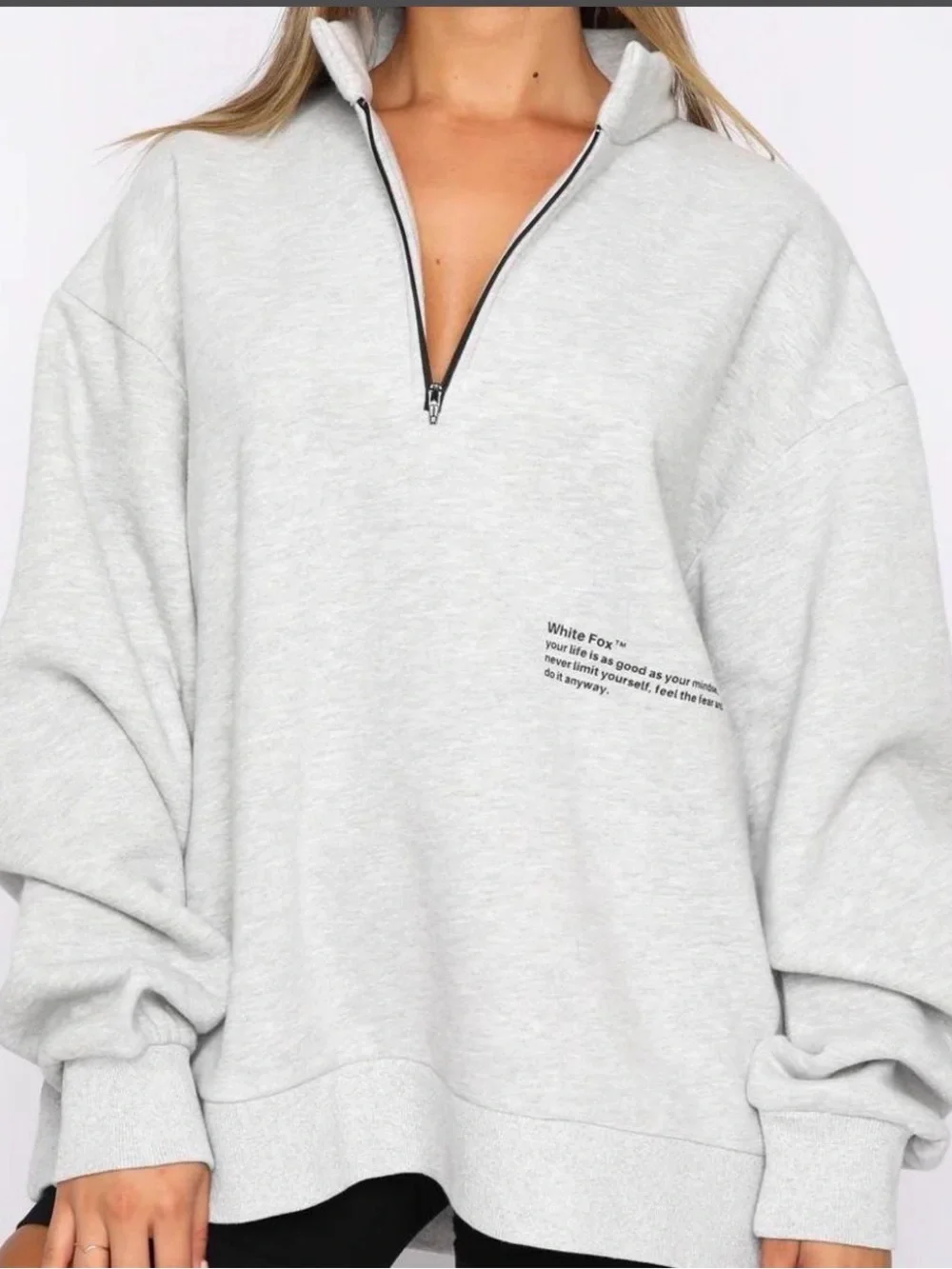 White Fox quarter zip sweater Size S/M fits up to a Large